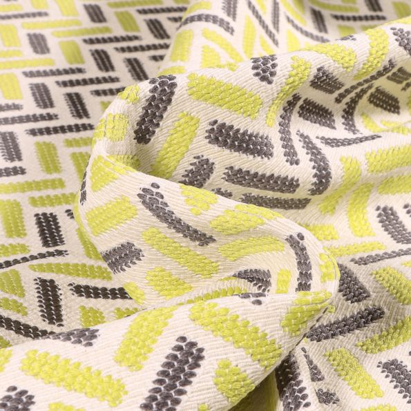 Tissu Jacquard Green sur fond Blanc cassé - Par 10 cm