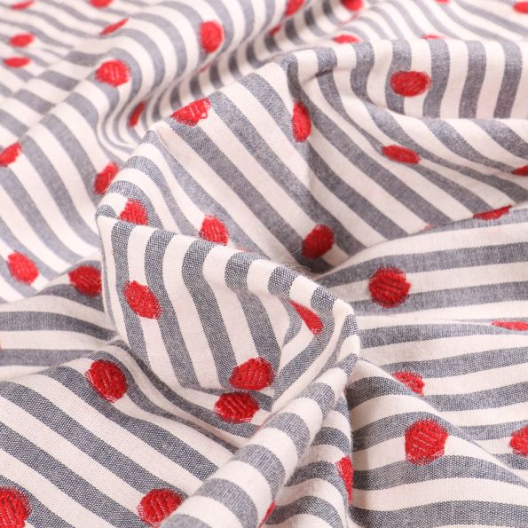 Tissu Voile de Coton Paki sur fond Blanc - Par 10 cm