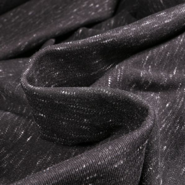 Tissu Maille légère Gianni Tessuti Chiné sur fond Noir - Par 10 cm