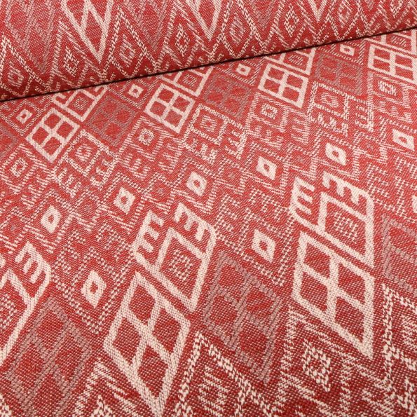 Tissu Jacquard Gianni Tessuti Losy sur fond Rouge - Par 10 cm