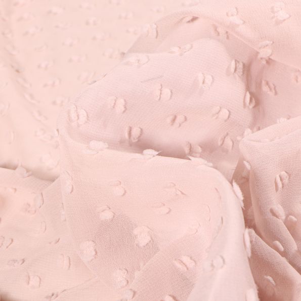 Tissu Mousseline Plumetis Rose nude - Par 10 cm