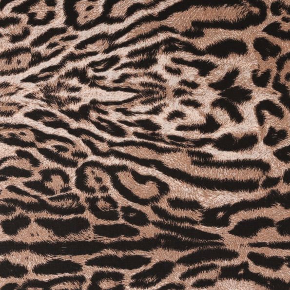 Tissu Satin Imprimé Tigre Beige - Par 10 cm