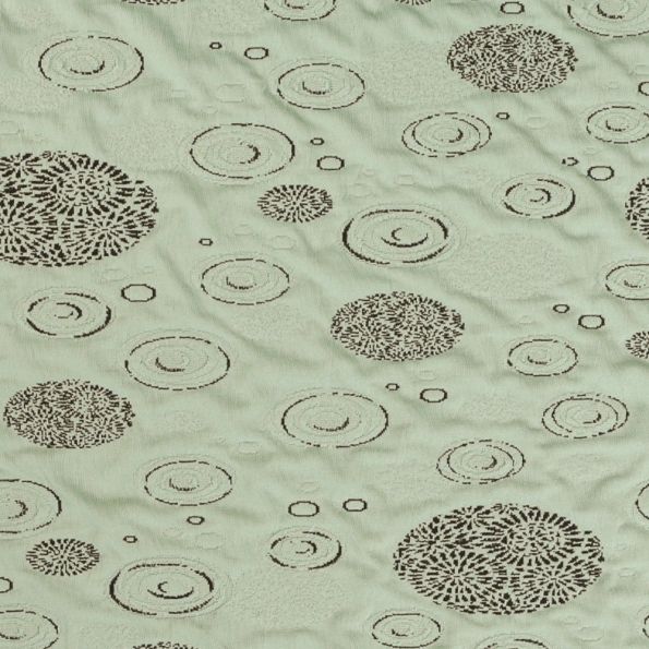 Tissu Jersey tissage relief motif Ripples Noir sur fond Vert Amande - Par 10 cm