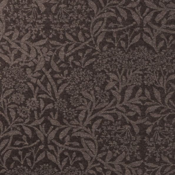 Tissu Jersey tissage relief à fleurs Grises sur fond Gris Foncé - Par 10 cm