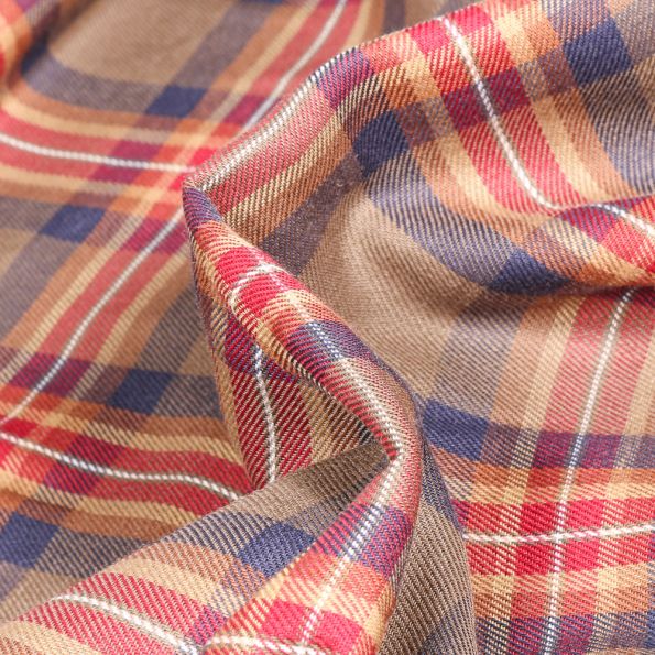 Tissu Chemise Carreaux n°28 sur fond Marron foncé - Par 10 cm