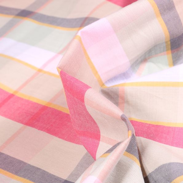 Tissu Chemise Carreaux n°9 sur fond Beige - Par 10 cm