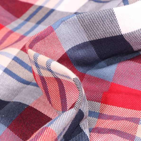 Tissu Chemise Carreaux n°25 sur fond Bleu - Par 10 cm