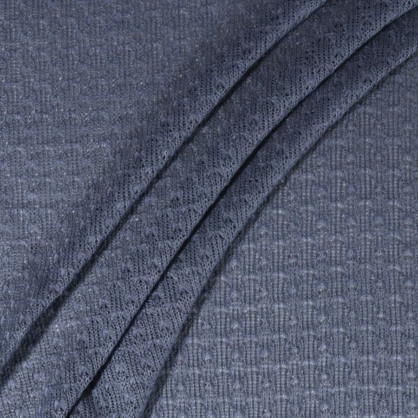 Tissu Maille Fantaisie Losange sur fond Gris Bleu - Par 10 cm