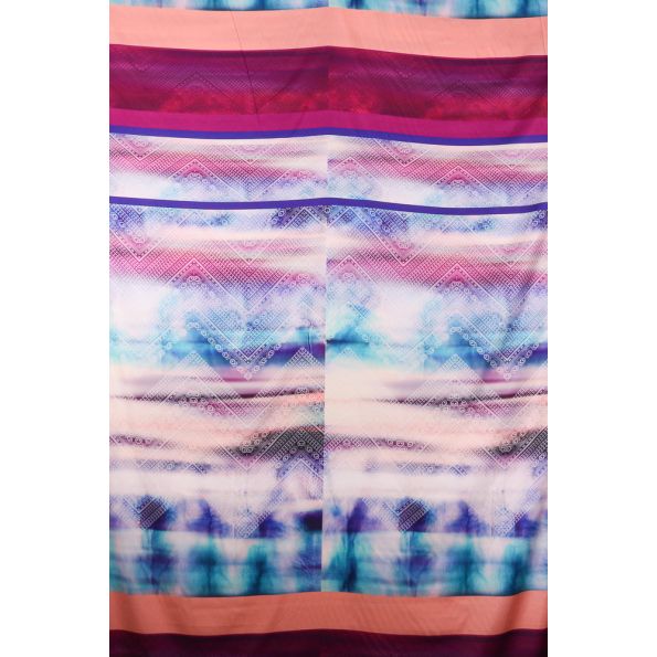 Tissu Panneau Satin Gianni Tessuti 150x130cm chevrons colorés sur fond Blanc