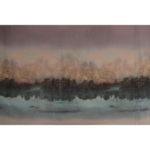 Tissu Panneau Satin Gianni Tessuti 115x148 Lac sur fond Gris - Par 10 cm