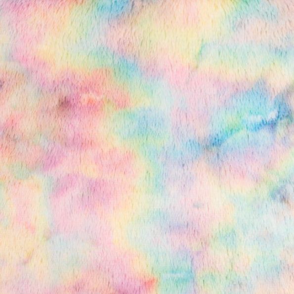 Tissu Fausse fourrure Tie Dye Multicolore Pastel - Par 10 cm