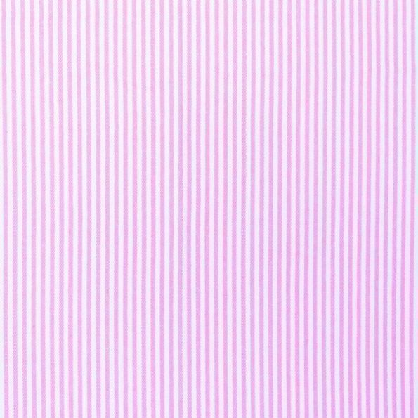 Tissus Jeans Rayures Rose sur fond Blanc - Par 10 cm