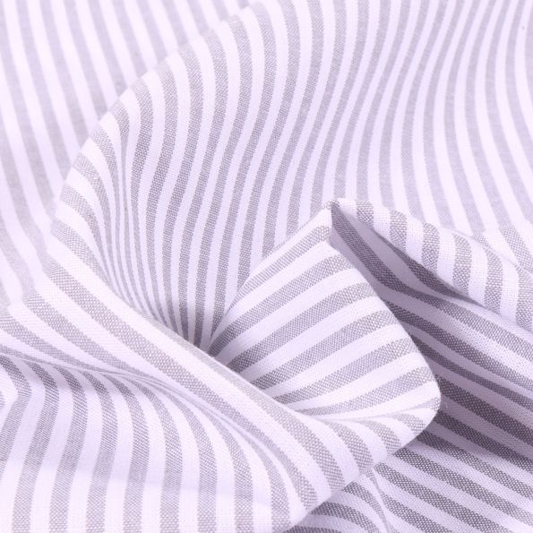 Tissu Vichy Rayures Gris - Par 10 cm