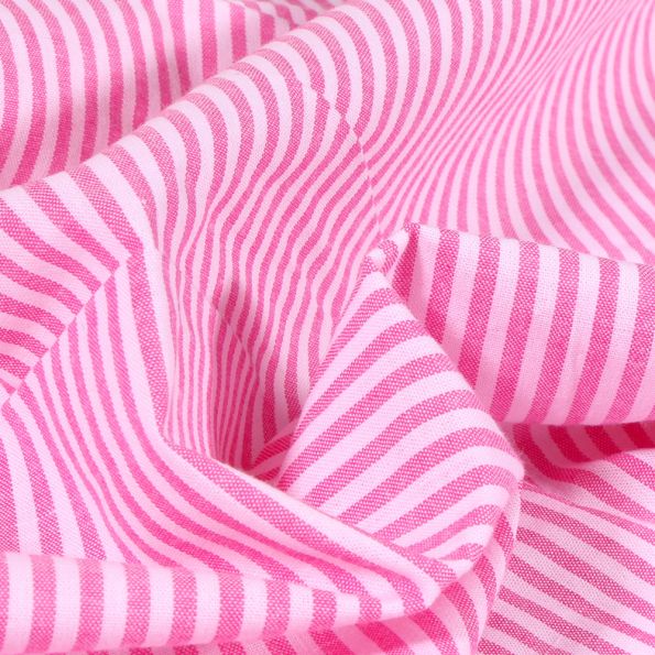 Tissu Vichy Rayures Rose - Par 10 cm