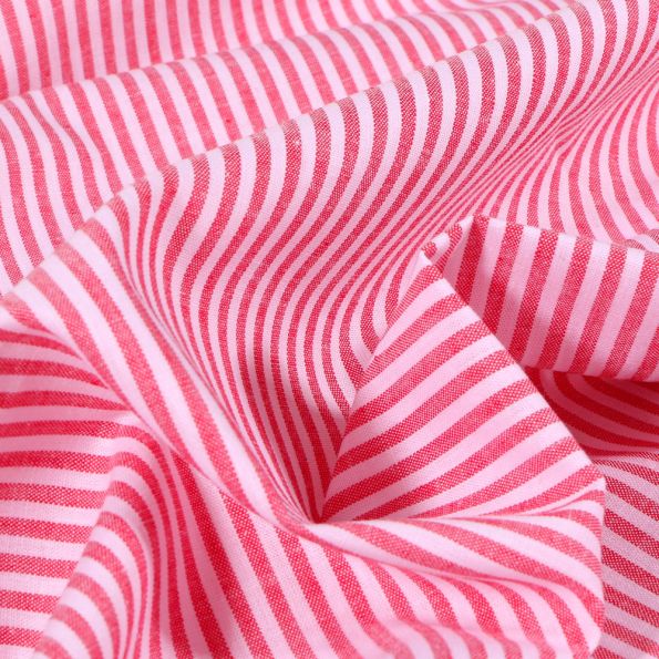 Tissu Vichy Rayures Rouge - Par 10 cm