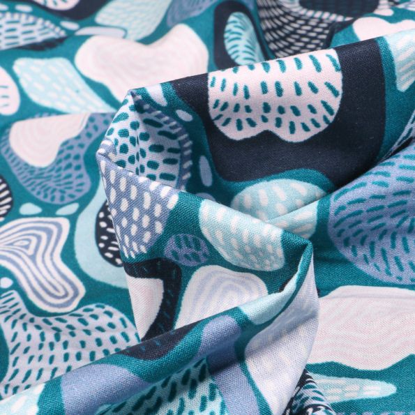 Tissu Coton imprimé Frou-Frou Fodere sur fond Bleu marine - Par 10 cm