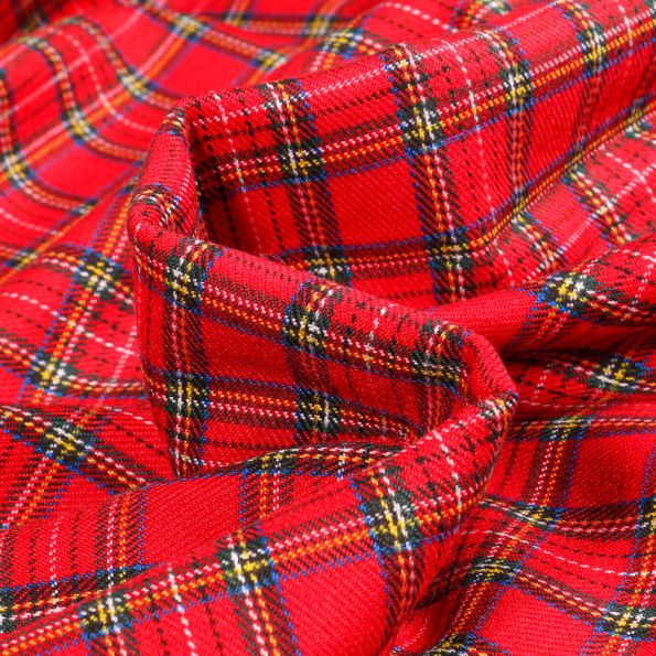 Tissu Tartan Ecossais British sur fond Rouge - Par 10 cm