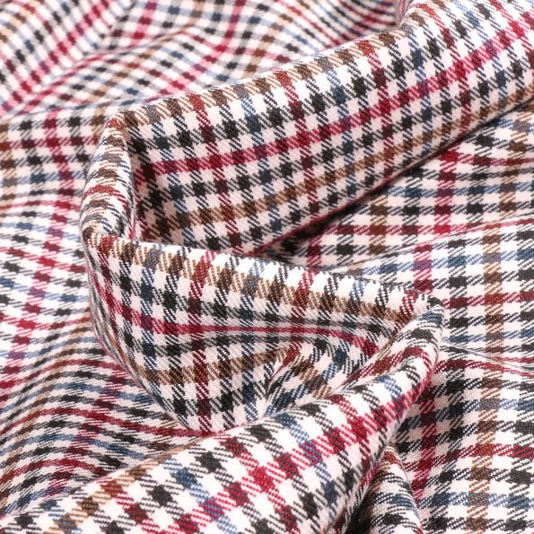 Tissu Tartan Ecossais British sur fond Bordeaux - Par 10 cm