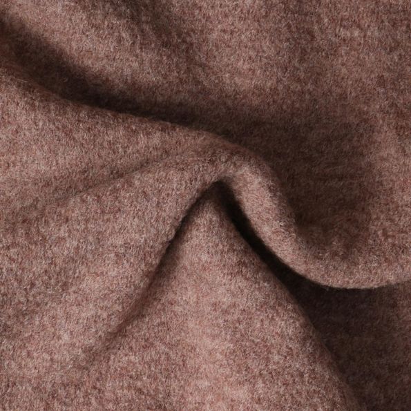 Coupon Tissu Laine Bouillie  uni Hanna sur fond Marron clair - Coupon de 100 cm