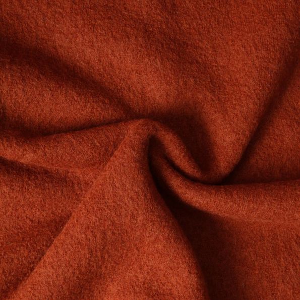 Tissu Laine Bouillie  uni Hanna sur fond Rouille - Par 10 cm