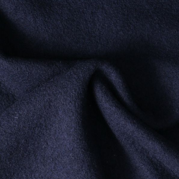 Tissu Laine Bouillie  uni Hanna sur fond Bleu marine - Par 10 cm