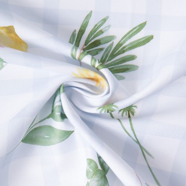 Tissu Polyester Citrus Provence sur fond Blanc - Par 10 cm