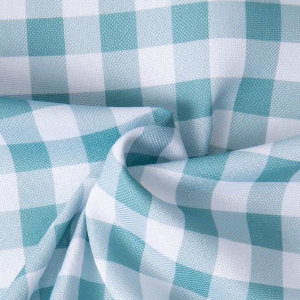 Tissu Polyester Vichy Céladon sur fond Blanc - Par 10 cm