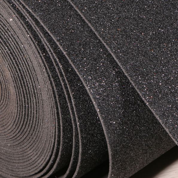 Mousse Eva pailletée 2 mm Noir - Par 10 cm