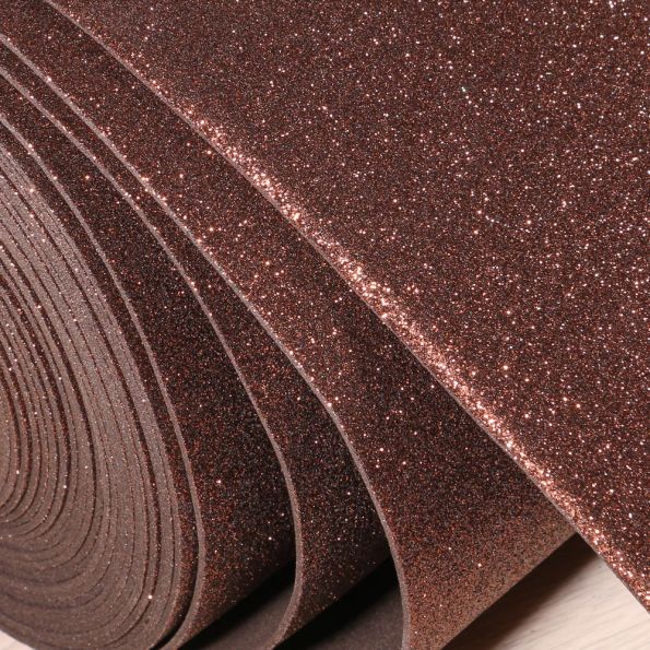 Mousse Eva pailletée 2 mm Marron chocolat - Par 10 cm