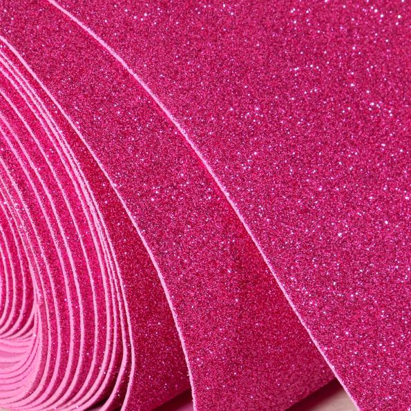 Mousse Eva pailletée 2 mm Rose - Par 10 cm