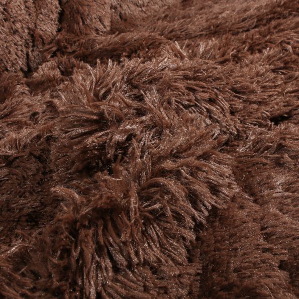 Tissu Fausse fourrure long poil Rebeka Marron chocolat - Par 10 cm