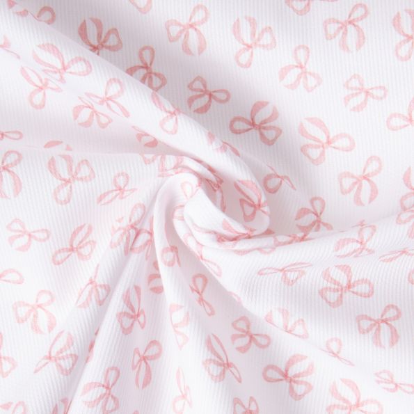 Tissu Pique de Coton Nube Noeud sur fond Blanc - Par 10 cm