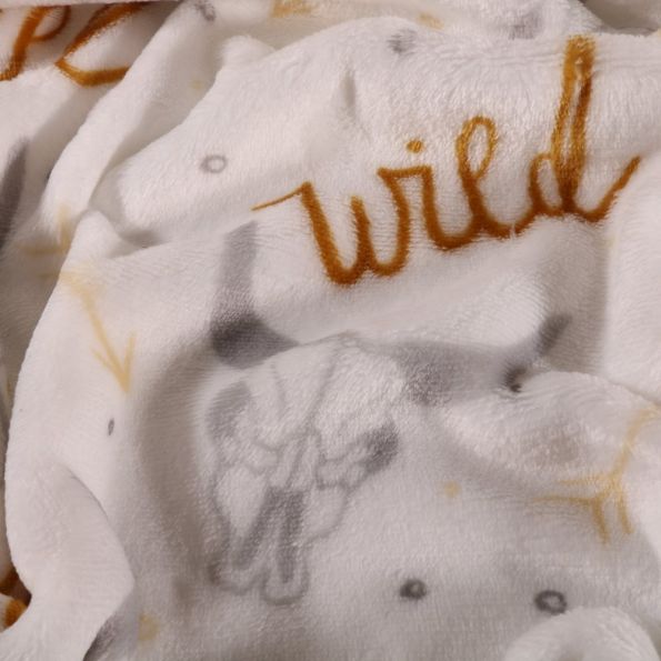 Tissu Doudou polaire Crâne et flèche sur fond Blanc - Par 10 cm