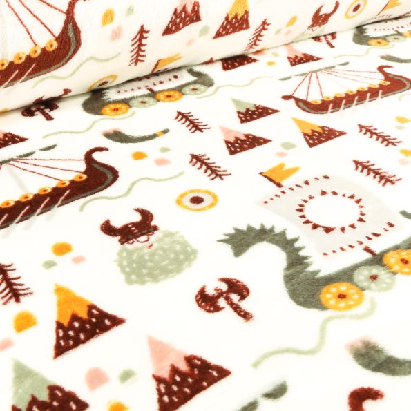 Tissu Doudou Celtique sur fond Blanc - Par 10 cm