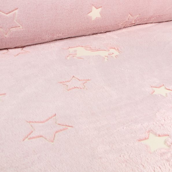 Tissu Doudou Etoiles 3D sur fond Rose bébé - Par 10 cm