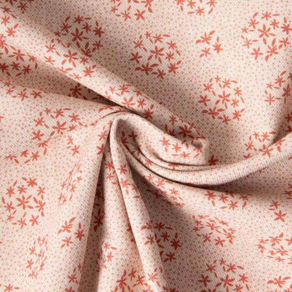 Tissu Toile de Coton aspect Lin Euphoria pissenlit sur fond Naturel - Par 10 cm