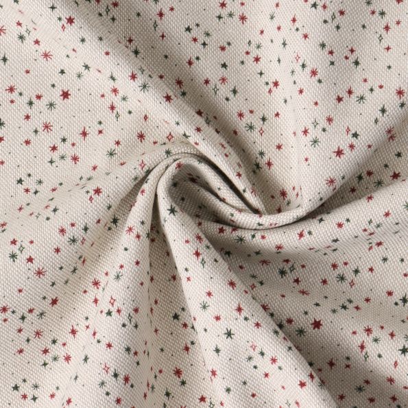 Tissu Toile de coton Honorine petites étoiles Rouges sur fond Ecru - Par 10 cm