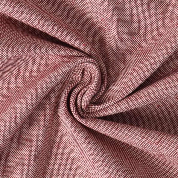 Tissu Toile de Coton aspect Lin Aubiane uni Rouge - Par 10 cm