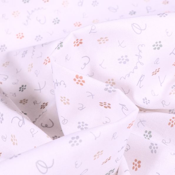 Tissu Coton imprimé Explorer sur fond Blanc - Par 10 cm