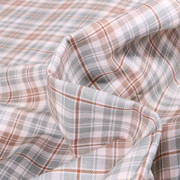 Tissu Coton imprimé Carreaux ciel sur fond Blanc - Par 10 cm