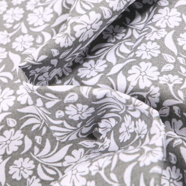 Tissu Coton MC Fabrics Garden sur fond Gris - Par 10 cm