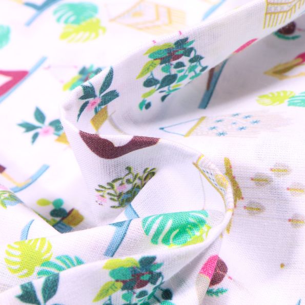 Tissu Coton MC Fabrics Yoga time sur fond Blanc - Par 10 cm