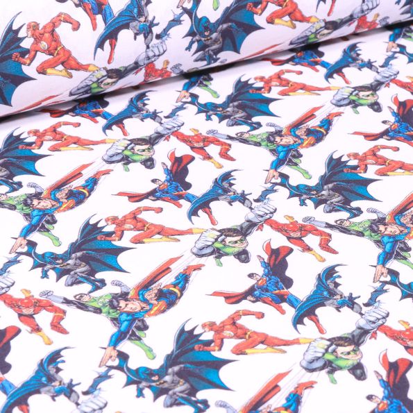 Tissu Coton imprimé sous licence Bio Super héros Avengers GO sur fond Blanc - Par 10 cm