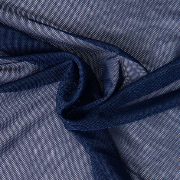 Tissu Tulle extensible d'habillement uni Bleu marine - Par 10 cm