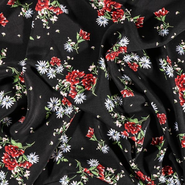 Veste Satinée écrue à Fleurs Rouges - Taille 2 - Occasion Très Bon état - Blazer Léger