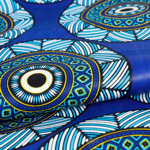 Tissu Wax africain n° 459 Bleu roi - Par 10 cm