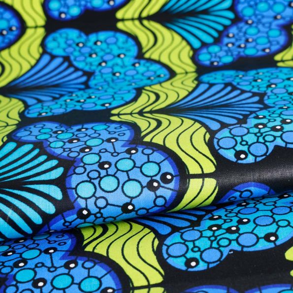 Tissu Wax africain n° 461 Bleu roi - Par 10 cm