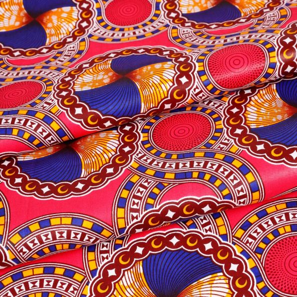 Tissu Wax africain n° 465 Rose Par 10 cm