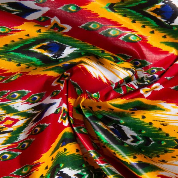 Tissu Wax africain n°667 sur fond Rouge - Par 10 cm