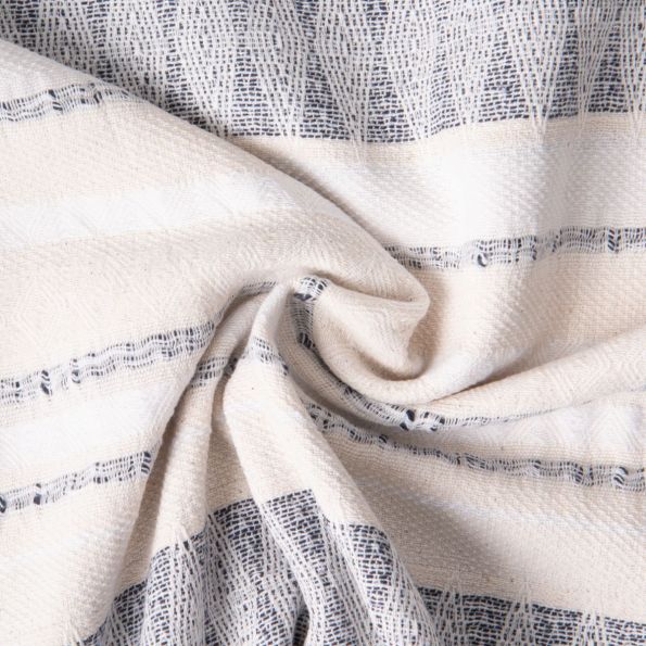 Tissu Coton Jacquard Makalu Bleu marine - Par 10 cm